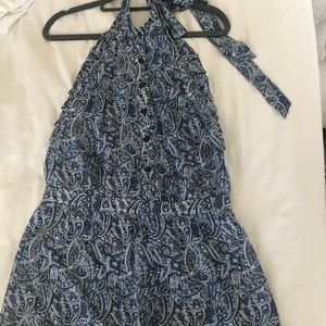 Silk intermix backless romper